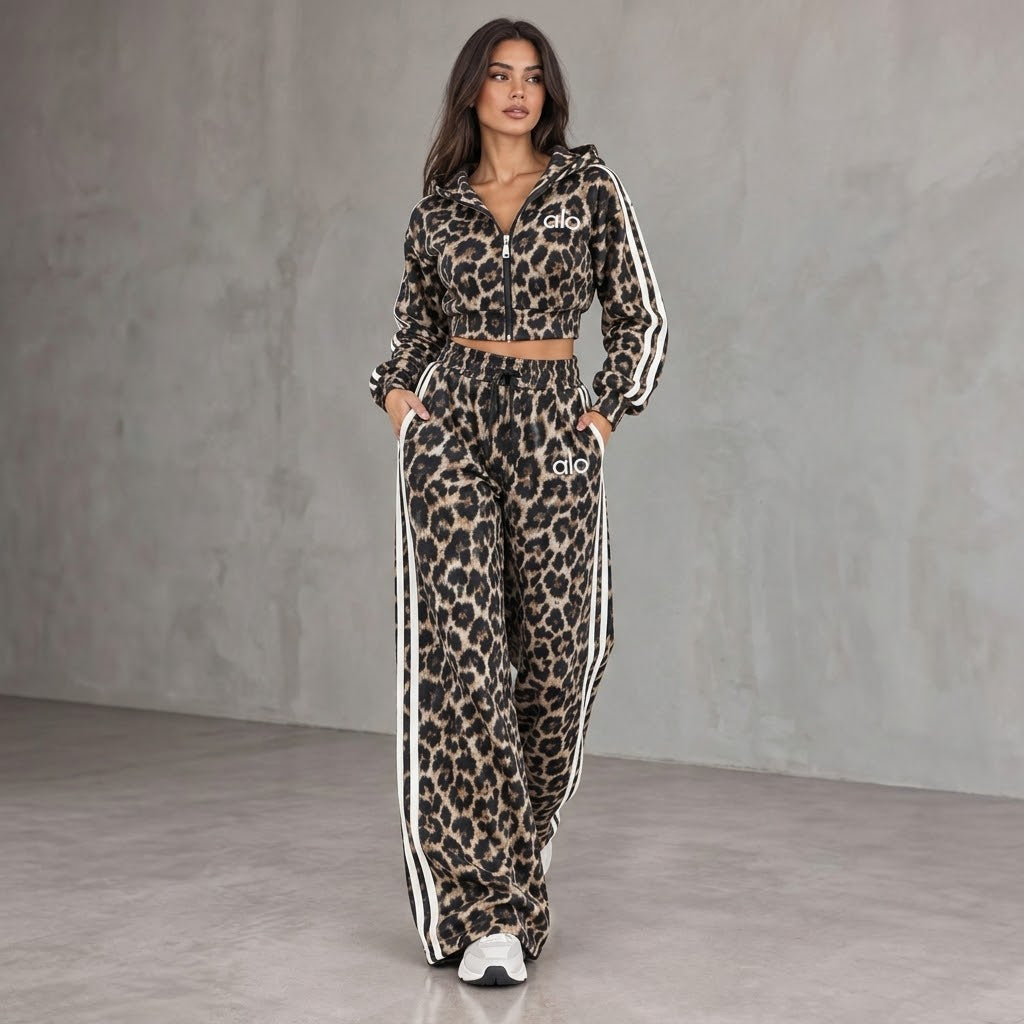 Trening Damă Cropped Animal Print – Maro