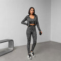 Compleu Damă Sport 3 Piese cu Imprimeu Leopard – Gri