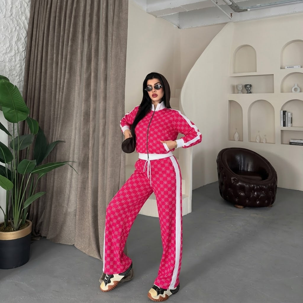 Trening Damă cu Print Monogram – Fucsia