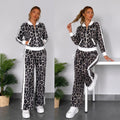 Trening Damă Animal Print – Gri cu Detalii Albe