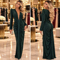 Rochie Damă Lungă Strălucitoare – Verde Smarald