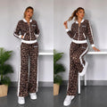 Trening Damă Animal Print – Maro cu Detalii Albe