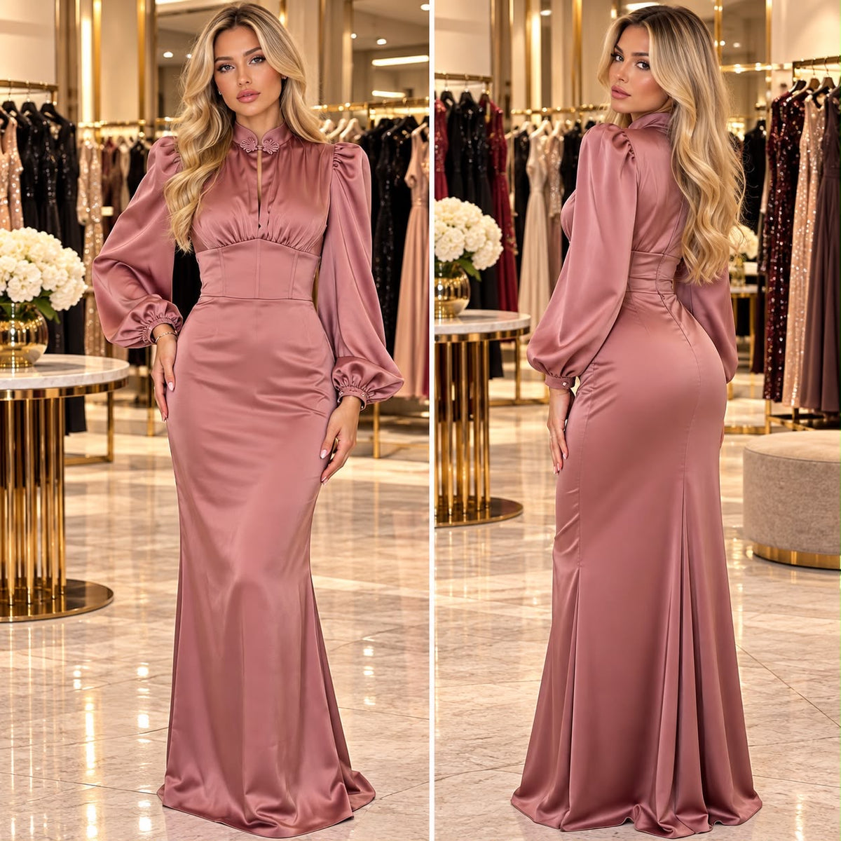 Rochie Damă Lungă cu Talie Tip Corset – Negru