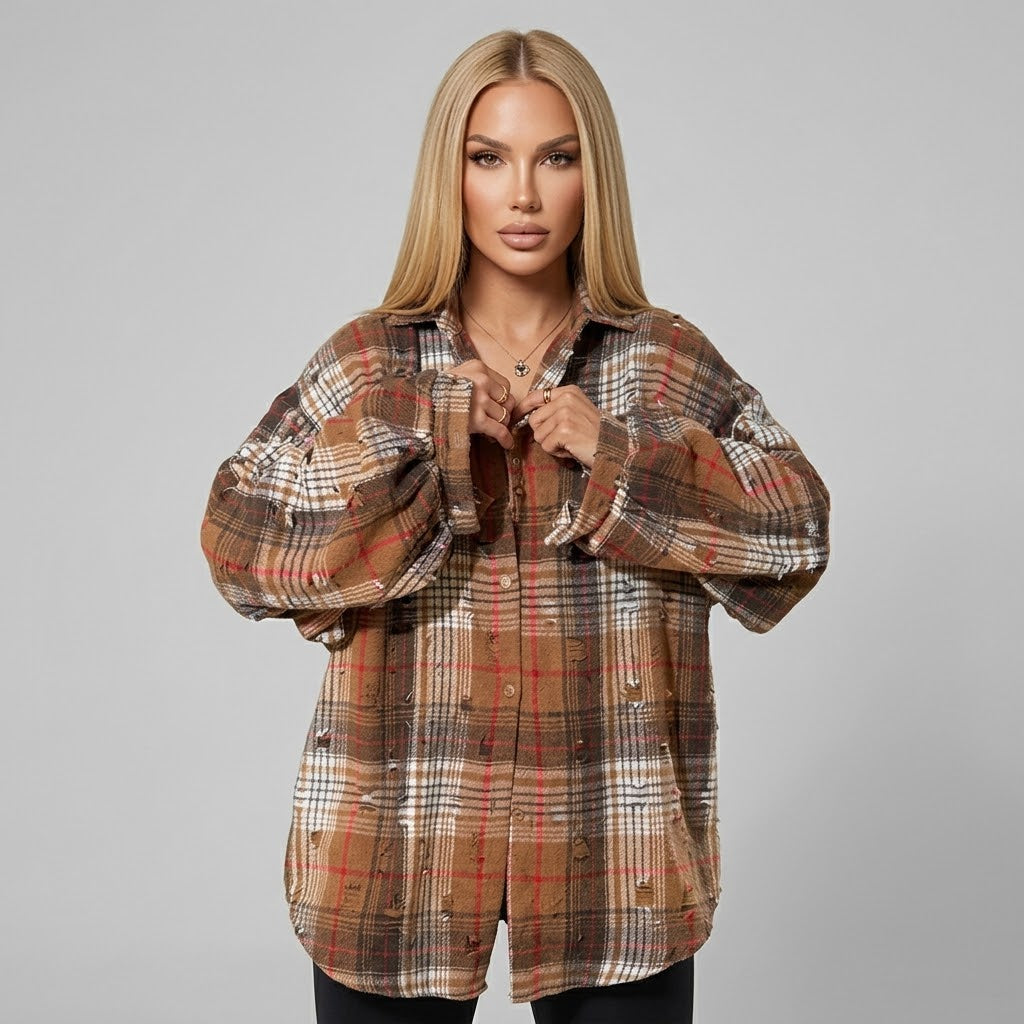 Cămașă Damă Oversize în Carouri – Maro