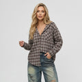 Cămașă Damă Oversize în Carouri – Gri Taupe