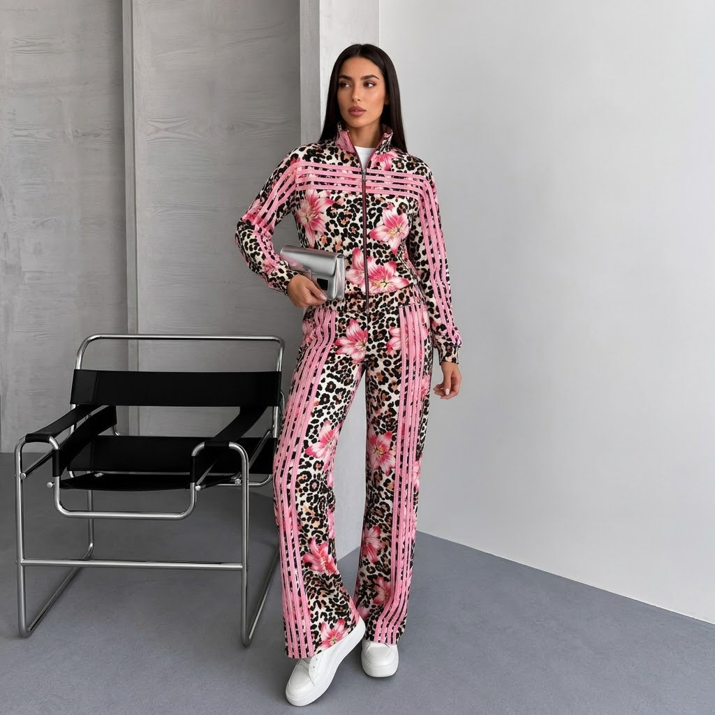 Trening Damă Floral Animal Print – Roz
